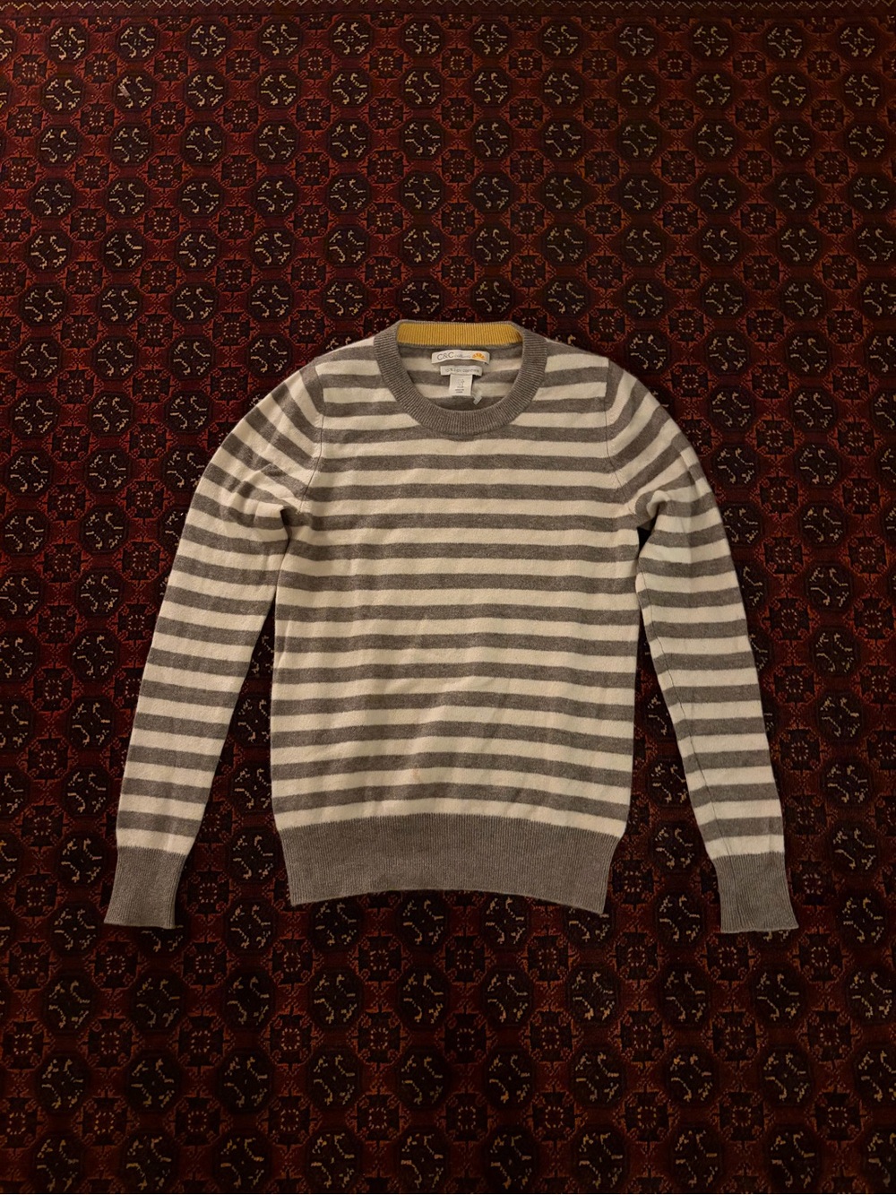 Classic Striped Crewneck Sweater - Gray & White